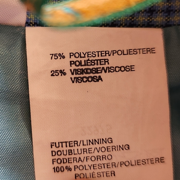Canda C&A blue yellow check plaid high rise knee length skirt 16 - Picture 9 of 11